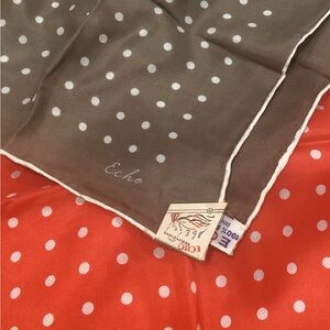 Vintage Echo NY pure Silk Scarf with Polka Dots set/2 original tags